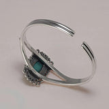 Real 925 Sterling Silver Bella Bangle Adjustable Open Cuff Bracelet With Natural Turquoise Stone Vintage Twilight Jewelry - GQTORCH Jewelry