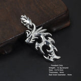 Real 925 Sterling Silver Flame Dragon Pendant Necklace Men Retro Punk Rock Fine Jewelry