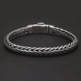 925 Sterling Silver 24cm Braided Plug Bracelet for Men Safety Buckle Bold Domineering Heavyweight Cool Punk Handmade Jewelry