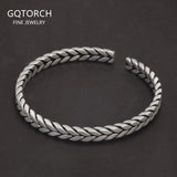 999 Pure Silver Handmade Braided Cuff Bracelet for Women and Men 5.5mm Matte Simple Retro Open Bangle Fashion Party Jewelry