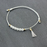 Women Elegant Bracelet Tassel Handmade Minimalist Hand String With Natural White Crystal Stone Beads 4mm Bracelets Adjustable