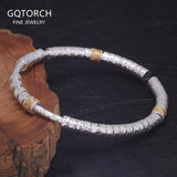 999 Sterling Silver Multi Beads Open Cuff Bangle for Women Wealth Lucky Bracelet Vintage Jewelry Anniversary Gift