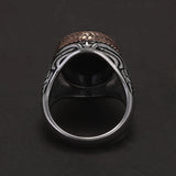 925 Sterling Silver Blue Tiger's Eye Signet Ring Natural Gemstone Hawk's Eye Turkish Ring for Men Retro Punk Male Jewelry