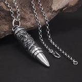 999 Pure Silver Vintage Bullet Shaped Openable Pendant Necklace Dragon Engraved Punk Rock Male Amulet Jewelry