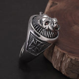 925 Sterling Silver Lion Ring for Men Red Garnet Eyes Adjustable Punk Retro Hip Hop Signet Ring Cool Biker Jewelry