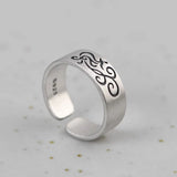 S925 silver retro Thai silver matte silver ring wholesale Xiangyun grain fettuccine ring