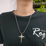 Real 925 Sterling Silver Catholic Cross Pendant Amulet Necklace Jesus Christ Jewelry for Men and Women