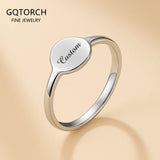 925 Sterling Silver Signet Ring for Women Girl Personalized Custom Engraved Minimalist Delicate Statement Ring Handmade Jewelry