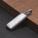 925 Sterling Silver Natural Stone Rectangle Tag Pendant for Men Women Tiger Eye's Stone Turquoise Simple Retro Vintage Jewelry