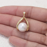 925 Sterling Silver Natural Freshwater Pearl Pendant for Women Gold Plated Geometric Simple Elegant Fashion Jewelry
