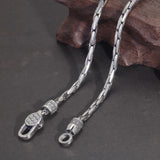 Sterling Silver 925 Jewelry Men's Cross Chain Bamboo Joint Necklace and Bracelet Vintage Diamond Pestle Buddhist Jewelry