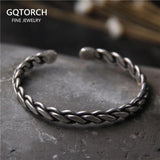 925 Sterling Silver Viking Armband For Women Handcrafted Braided Cuff Bangles Antique Silver Bracelet
