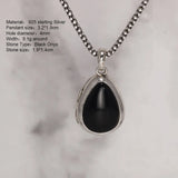 925 Sterling Silver Pendant Openable Inlaid Black Agate Pendant Ladies Vintage Gift Jewelry