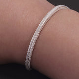 2.8mm 925 Sterling Silver Fox Tail Chain Bracelet for Men Women High Polished Classic Bracelet Simple Trendy Jewelry Accessories