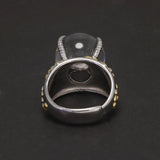 925 Sterling Silver Statement Ring for Women Large Ball Crystal Natural Gemstone Irregular Unique Design Exaggerated Jewelry