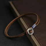 New Arrival Handwoven 925 Sterling Silver Button Bracelet for Men Fashion Classic Hip Hop Rock Bracelet Jewelry