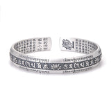 3pcs/set 999 Pure Silver Six Words Mantra Bangle for Men 925 Silver Fish Charm Tibetan Braided Thread Bracelet Buddha Jewelry