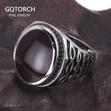 Turkish Rings For Men And Women Real Pure 925 Sterling Silver Rings Vintage Design With Black Gel Big Oval Shape