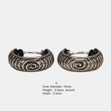 925 Sterling Silver Patterned Ear Hoop Earrings Retro Best Gifts for Men and Women Punk Rock Jewelry