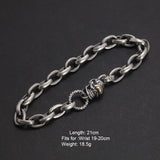 Real 925 Sterling Silver Skull Bracelet for Men Retro Antique Simple Chain Punk Jewelry Free Shipping Items