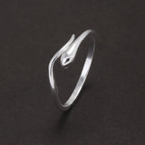 990 Pure Silver Thin Snake Ring for Women Opening Type Cute Retro Simple Finger Accessories Fashion Animal Jewelry