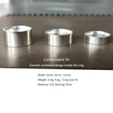 Real 925 Sterling Silver Rings for Men Women Couple of Lovers Rings Simple Plain Comfortable Fits Wedding Band