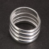 Genuine 925 Sterling Silver Spring Ring Simple Multi-Layers Elegant Jewelry Opening Plain Punk Ring