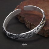 999 Pure Silver Fish Open Cuff Bracelet for Men Women Lotus Engraved Vintage Retro Bangle Fengshui Ethnic Style Jewelry