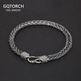 925 Sterling Silver Bracelet 5mm Fox Tail Hand Woven Pattern Women's and Men's Vintage Chain Party Jewelry Gift