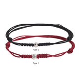 Handwoven Black and Red Bracelet Ankles with 4mm Silver Beads, Adjustable for Charm, Friendship, and Lucky Jewelry