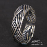 S925 Sterling Silver 2 and 4 Lines Braided Rings Handmade Viking Bands Adjustable Size 5-10 Handcrafted Jewelry