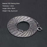 S925 Sterling Silver Bamboo Chain Necklace for Men Women 1.2mm Basic Niche Link Chain Necklace Simple Retro Fashion Jewelry