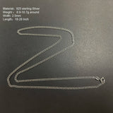 S925 Sterling Silver 2.5mm Whip Rope Men's Necklace Punk Rock Cool Fashion Long Necklace Jewelry