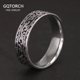 Vintage 925 Sterling Silver Wedding Band Ring with Tangcao Pattern for Men and Women Christmas Party Jewelry Gift Accessories