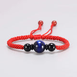 Blue Tiger Eyes Natural Stone Bead Bracelet 3 Colors Red String Braiding Couple Bracelets for Men Women Adjustable Length - GQTORCH Jewelry