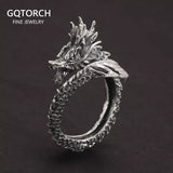 Real Solid 999 Silver Dragon Rings Vintage Men's Adjustable Thai Silver Ring Domineering Men's Fine Jewelry