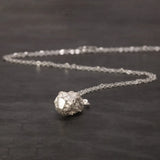 Real 925 Sterling Silver Meteorite Shape Pendant Necklace Original Stone Surface Exquisite Fine Jewelry