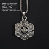 Real 925 Sterling Silver Mantra Pendant Six Words Om Buddhist Jewelry Vintage Women Men Accessories