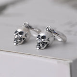 S925 Silver Halloween Retro Skull Head Lady Earring Pendant Punk Hip Hop Fashion Silver Jewelry Party Gift Gift Aretes De Muje