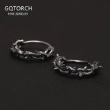 925 Sterling Silver Gothic Thorn Huggie Earrings for Men Women Punk Retro Cool Spiky Hoop Earrings Hip-hop Party Y2K Jewelry