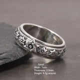 S925 Sterling Silver Rotatable Buddhism Ring Vintage Men's Six-pointed Star Auspicious Cloud Religious Jewelry