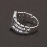 925 Sterling Silver High Polished Plain Signet Ring for Women Men's Pinky Band Ring Adjustable Retro Fashion Jewelry