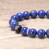 Natural Lapis Lazuli and Chinese knot Sandalwood Beads Bracelet with 925 Sterling Silver Accessories Jewelry for Men and Women