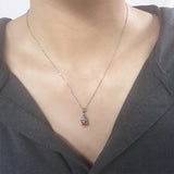 925 Sterling Silver Red Garnet Pixiu Necklace for Women Small Pendant Coin Lucky Fortune Vintage Female Fengshui Jewelry