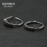 12mm Small Hoop Earrings With Spiral Coils For Women Men 925 Sterling Silver Round Circle Ear Bone Buckle Retro Thai Silver