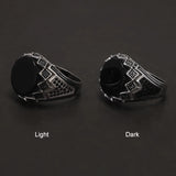 925 Sterling Silver Black Onyx Signet Ring for Men Micro Inlaid Zircon Red Green Agate Turkish Rings Fashion Vintage Jewelry