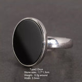 Real 925 Sterling Silver Ring Simple Round Ring Turkish Black Onyx Shell Minimalist Adjustable Jewelry for Men and Women