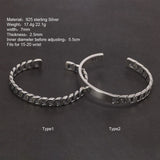 Handmade S925 Sterling Silver Bracelet Retro Hollow Weaving Twisted Glossy Bracelet Sterling Silver Jewelry for Men and Women