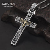 925 Sterling Silver Cross Eagle Pendant Necklace for Men Twisted Chain Gothic Vintage Punk Retro Male Jewelry Gift