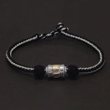 925 Sterling Silver Six Words Charm Handwoven Rope Bracelet for Men Women Braided String Retro Buddhist Talisman Jewelry